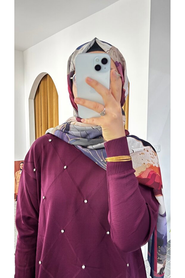 Merserize Taş Detaylı Tunik - 4