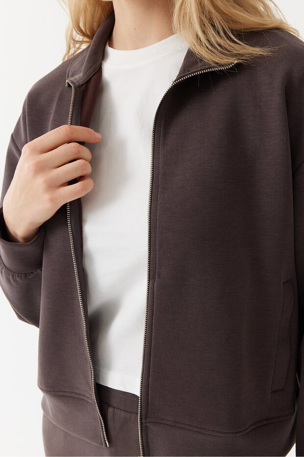 Kadın Fermuarlı Sweat Üst - 7