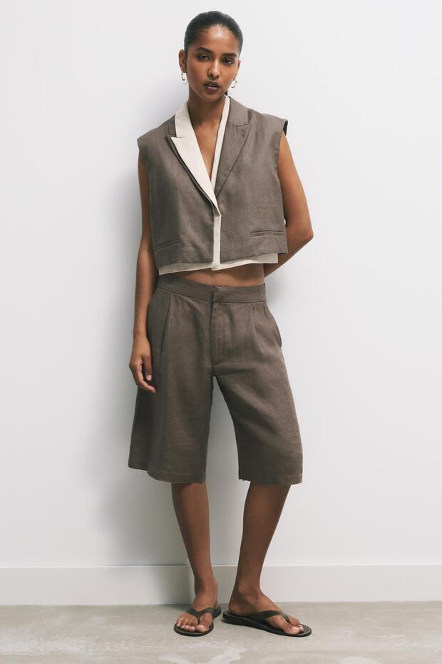 %100 keten bermuda - 1