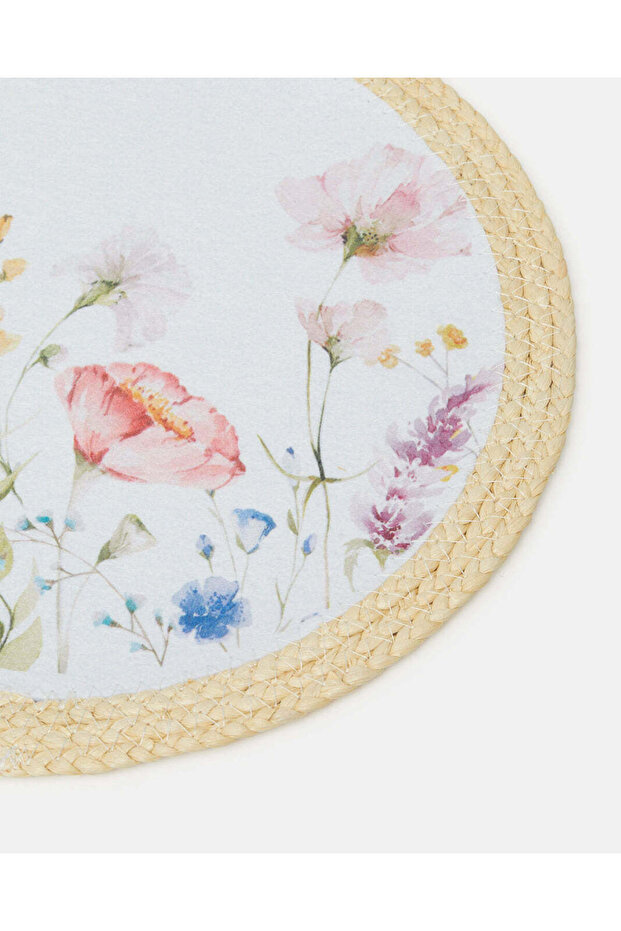 مفرش طاولة دائري مطبوع الأبيض - 3