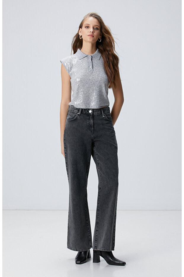 Antrasit Denim Pantolon - 1