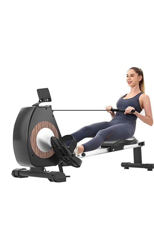 8-Speed Adjustable Rowing Machine - Silent Foldable Design with iPad Holder