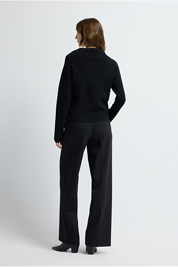 Dik Yaka Triko Hırka - 5