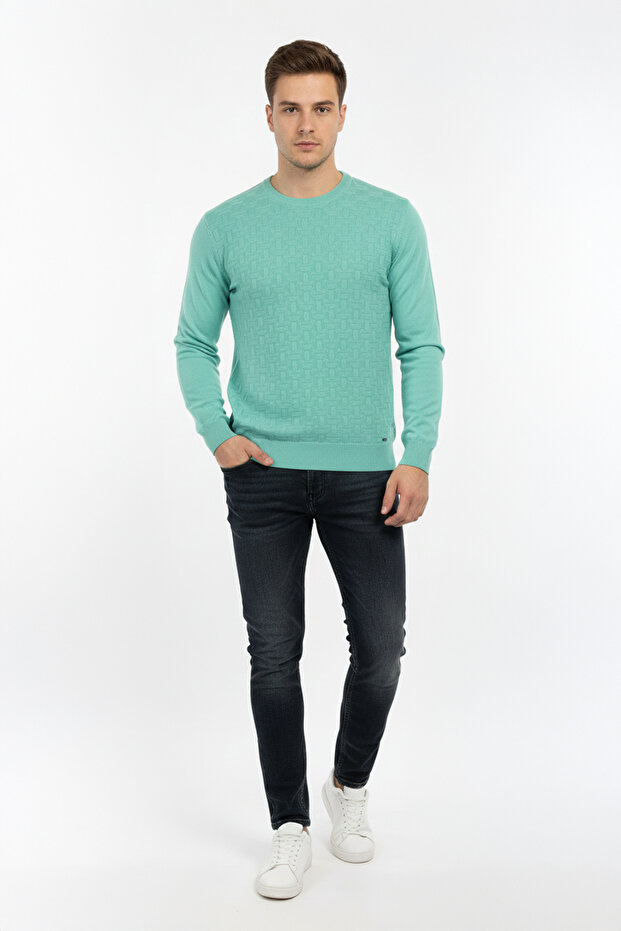 سترة رجالية بياقة دائرية ونقشة هندسية - 2