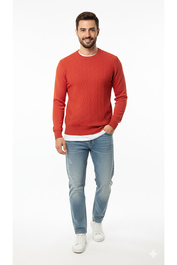 سترة رجالية بياقة دائرية ونقشة هندسية - 2