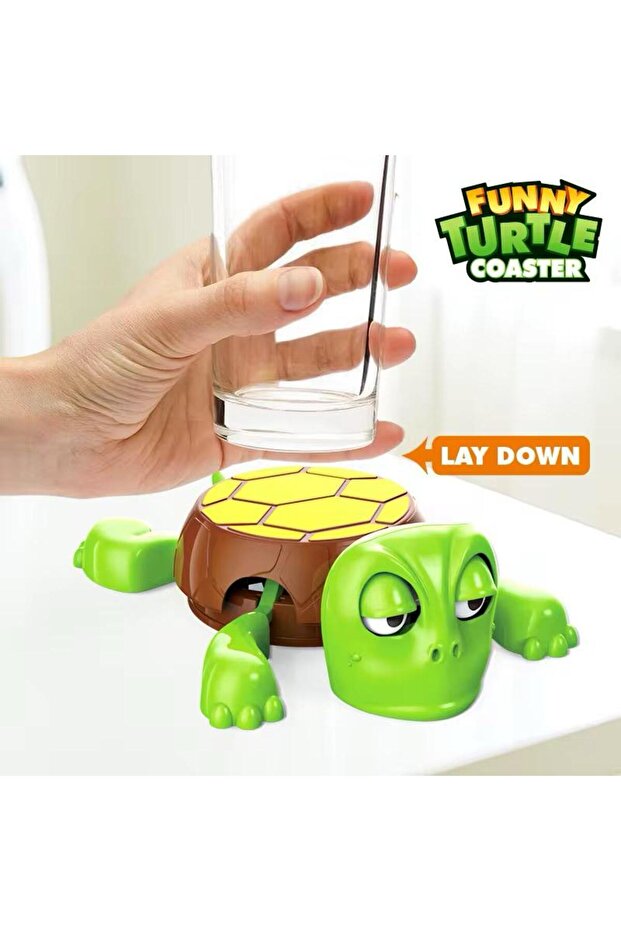 أفعوانية السلحفاة - يتغير التعبير عند وضع الكوب، ديكور طاولة ممتع وعملي (أخضر داكن) - 5