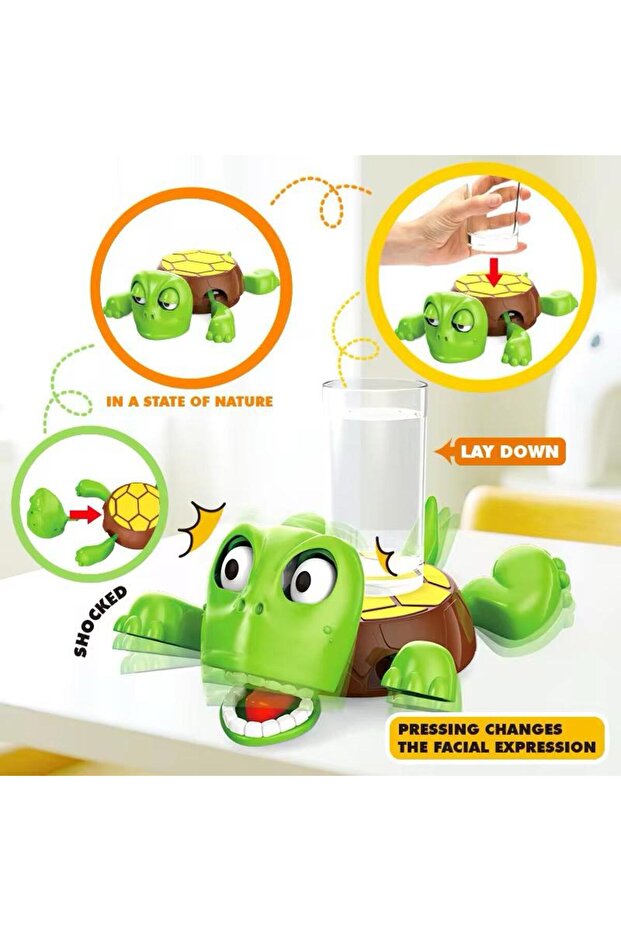 أفعوانية السلحفاة - يتغير التعبير عند وضع الكوب، ديكور طاولة ممتع وعملي (أخضر داكن) - 7