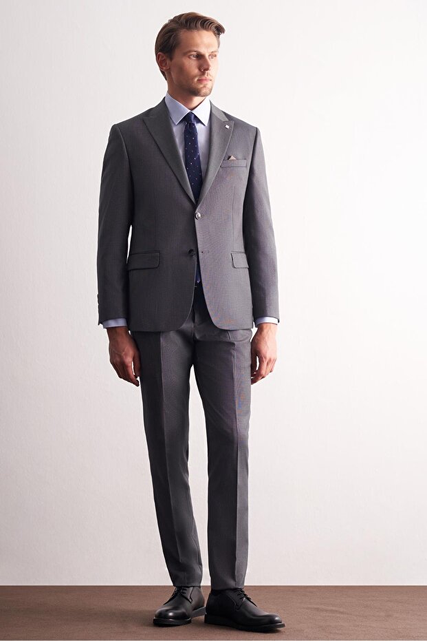 Khaki Swallow Collar Flexible Waist 6 Drop Slim Fit Full Lining Suit 1001255168