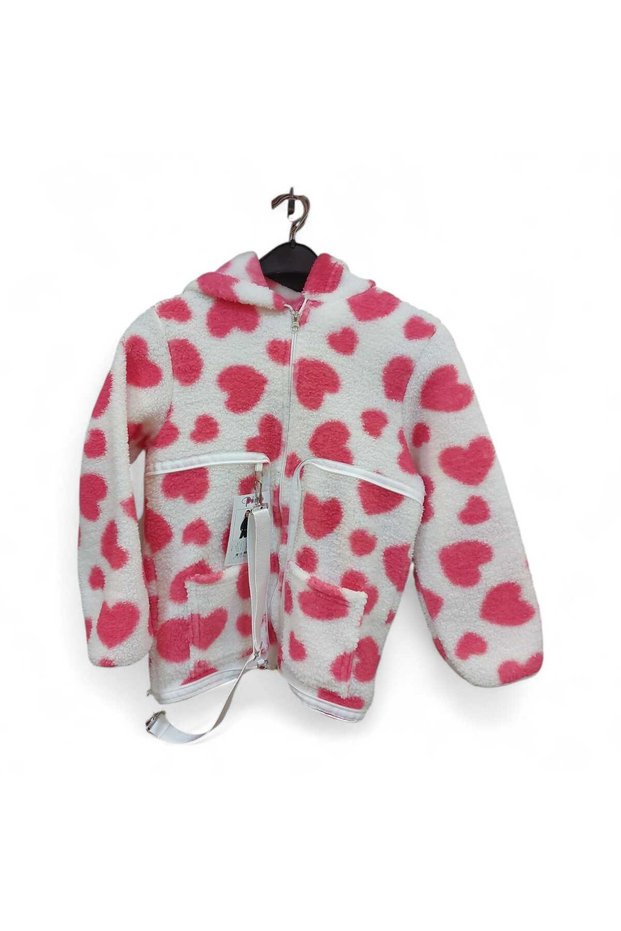 Plush Children's Coat Cardigan Convertible into Backpack Pani̇no-443713