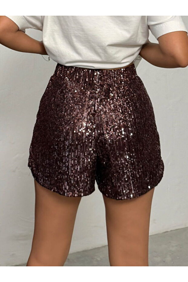 Kadın Işıltılı Payetli Şort - 4