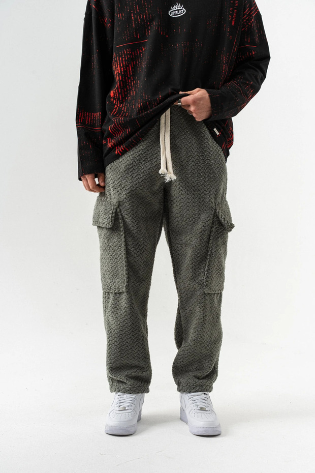 Crossfade Elastic Waist Cargo Sweatpants Bottom