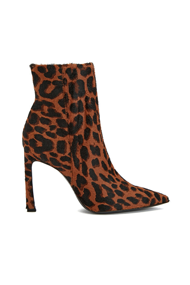 Leopar Desenli Kadın Deri Bot - 1