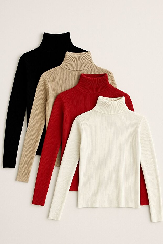 Unisex Premium Cotton Turtleneck Camisole Hooded Slimfit High Neck Sweater