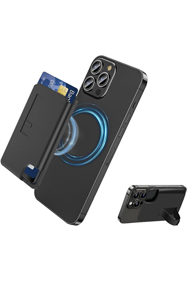 Magnetic Wallet Compatible with MagSafe for iPhone 12–16 Series, 3-Card Slim Wallet, Black