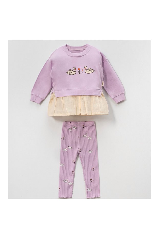 Lila Ballerina Swan Girl's Top and Bottom Set
