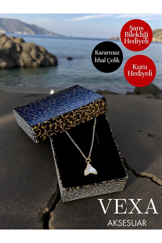 Imported Luck and Balance Necklace Whale Tail Non-Tarnish 316L Steel Necklace - Special Boxed and Gifted Product