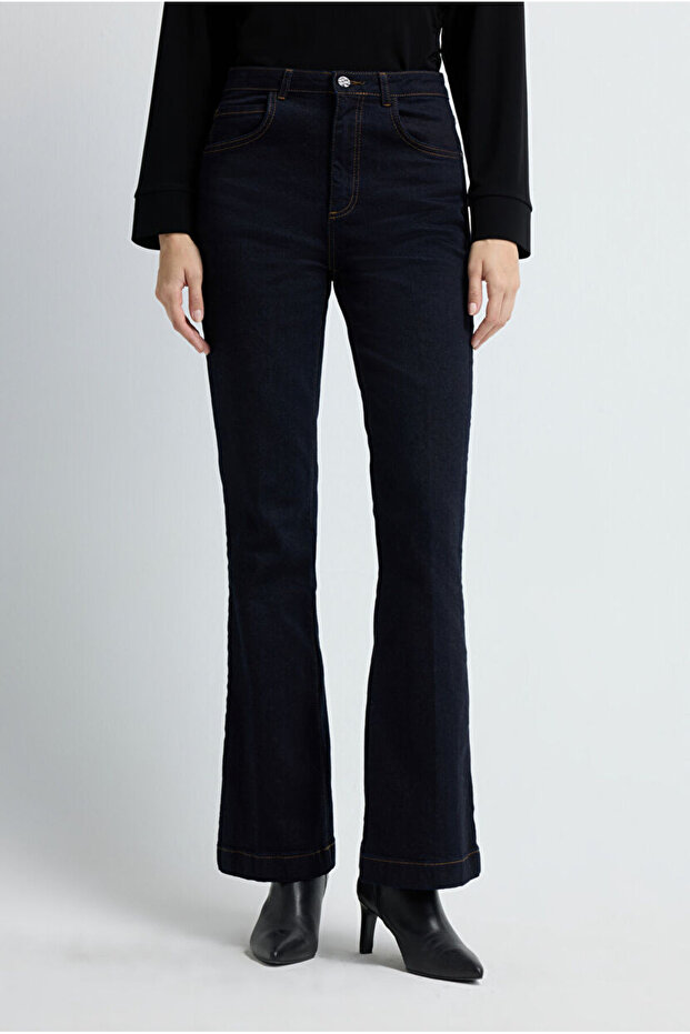 İspanyol Paça Denim Pantolon - 2