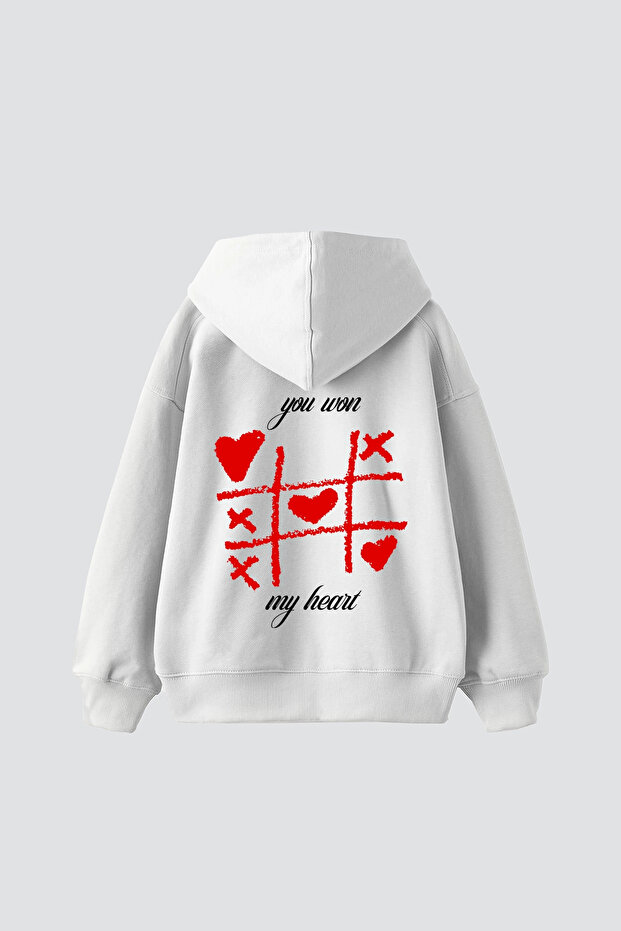 816 Locked Printed Oversized Unisex White Hoodie