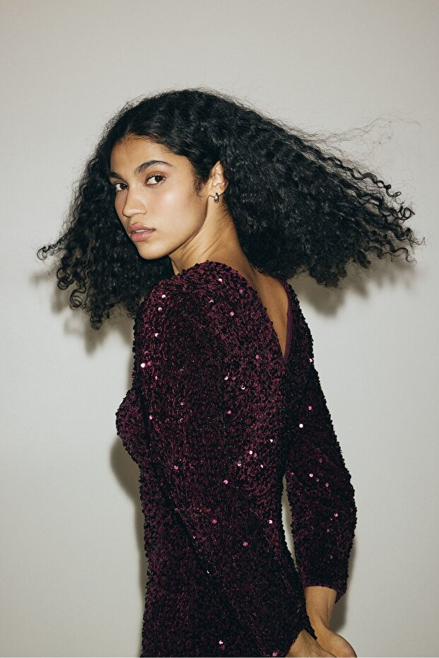 Pullu Mini Elbise - 6