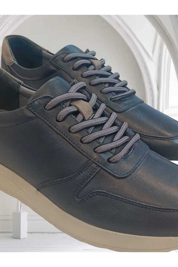 Genuine Leather Navy Blue Casual Orthopedic Men's Msc2115 Shoes