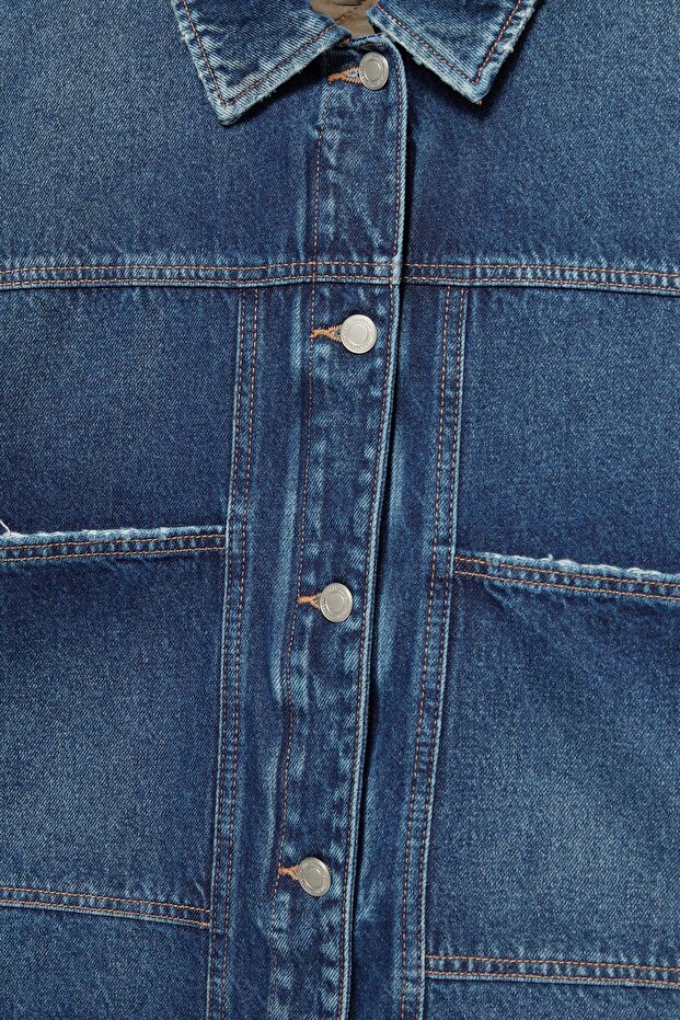 İçi dolgulu denim ceket - 8