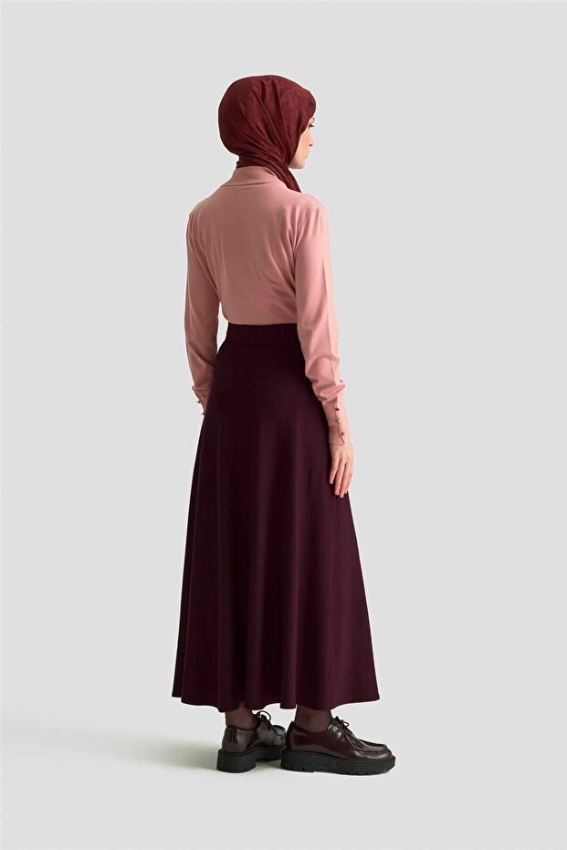Kloş Örme Etek 25KD4033 Mürdüm - 3