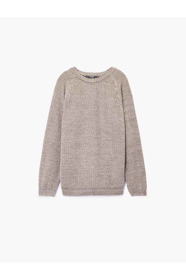 Regular Fit Long Sleeve Basic Crew Neck Knit Sweater - 3