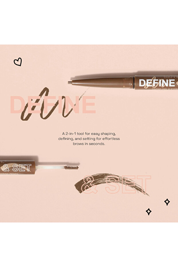 Define and Set 2-in-1 Brow Sculpt - Dark Brown Eyebrow Definer & Setting Gel - 4