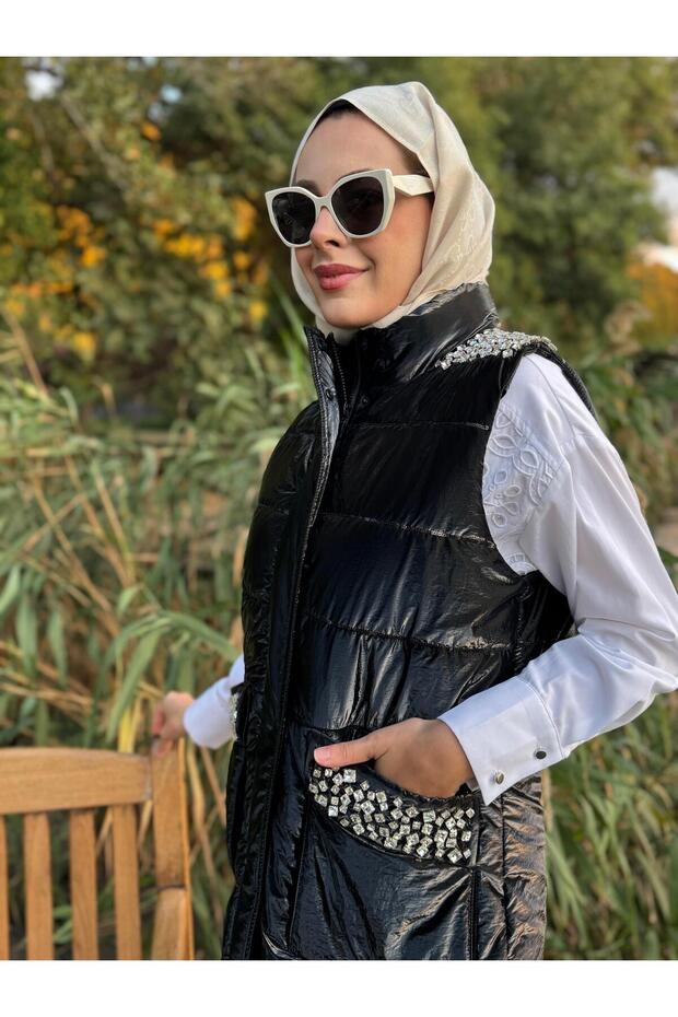 PUL NAKIŞLI TAŞLI YELEK - 3