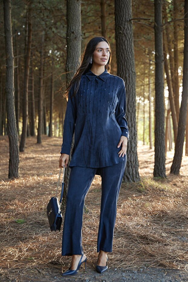 NERVÜR DETAYLI TAŞ İŞLEMELİ TAKIM - 6