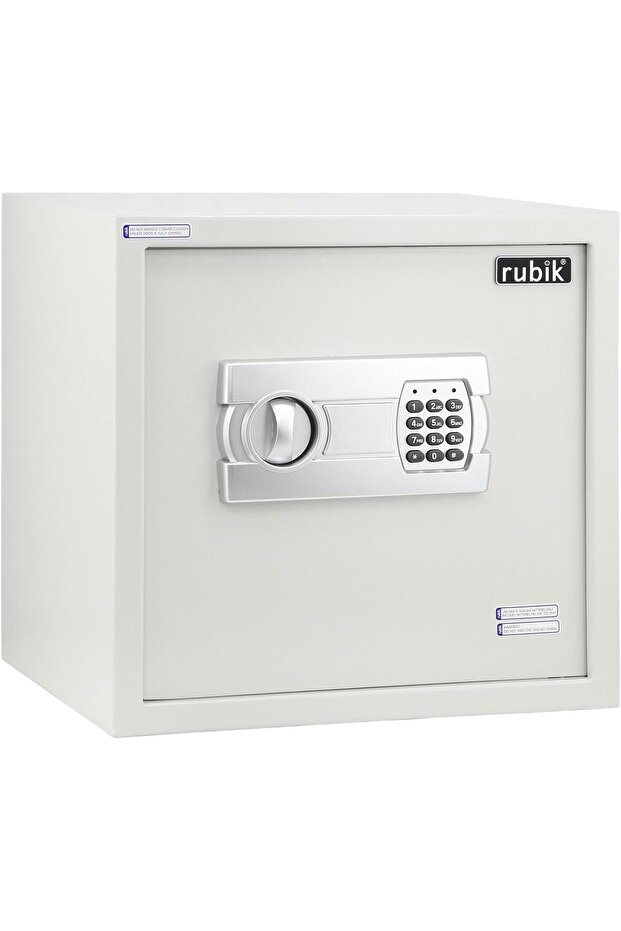 Digital Safe Box with Key, Large Capacity Safety Locker (35x38x30 cm) RB-35EGX White