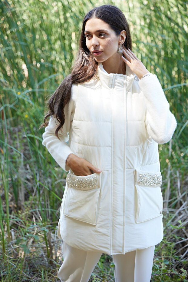 PUL NAKIŞLI TAŞLI YELEK - 5