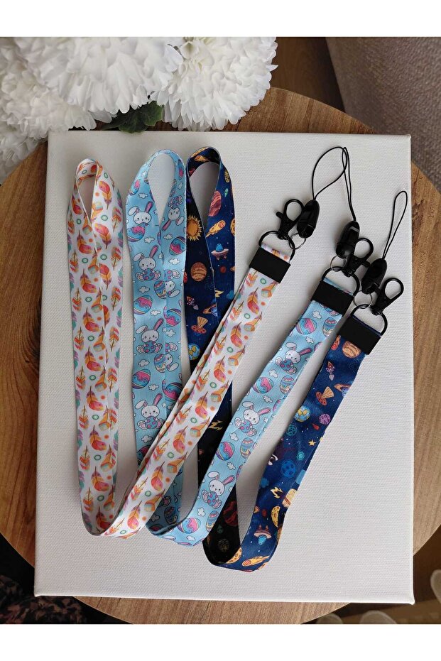 3-Piece Patterned Neck Strap Lanyard - Lanyard for Hospitals, Schools, Hanging, Safety and Sports