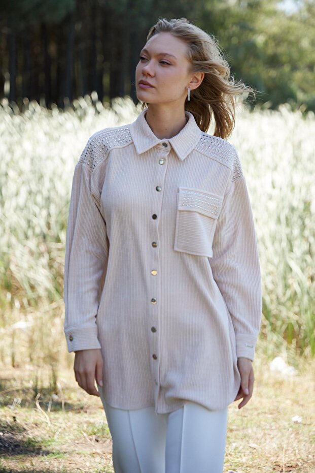 METAL AKSESUARLI KADİFE GÖMLEK - 2