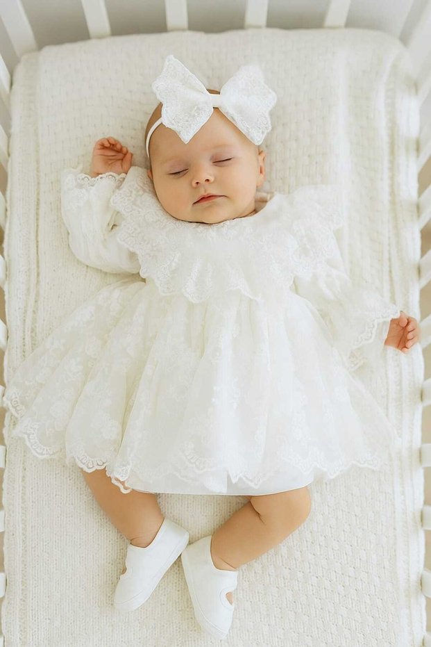 Baby Girl Guipure Lace Mevlit Dress Set