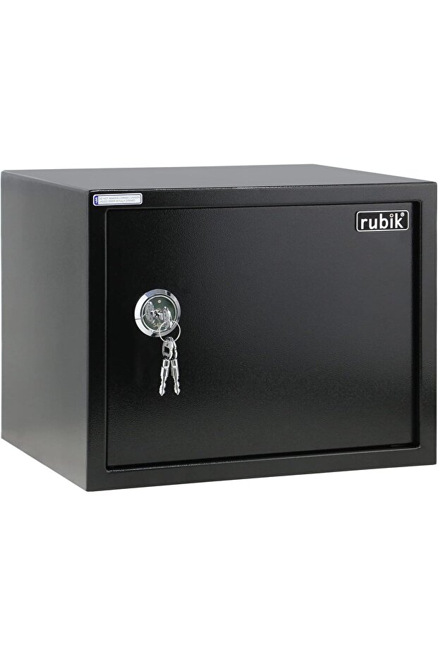 Safe Box Large with Key Lock, A4 Document Locker RB30KCN (30x38x30cm) Black