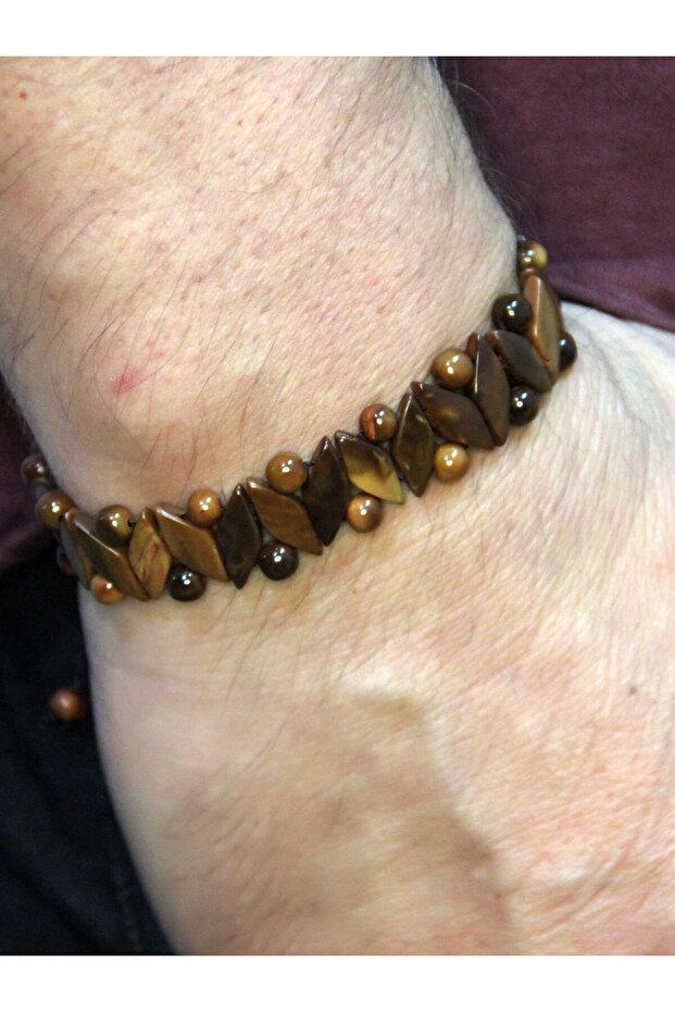 سوار معصم رجالي قابل للتعديل من خشب الكوكا الطبيعي eub111 - 1