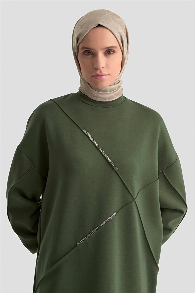 İşlemeli Örme Takım 25KD1507 Haki - 2