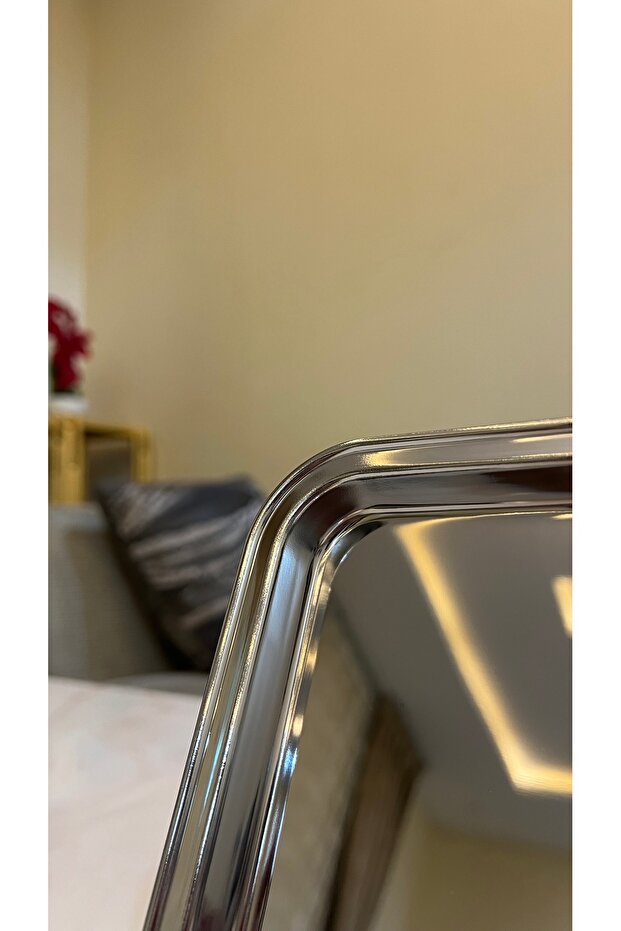 صواني تقديم مستطيل مفرد 4 مقاسات فضي كروم - 2