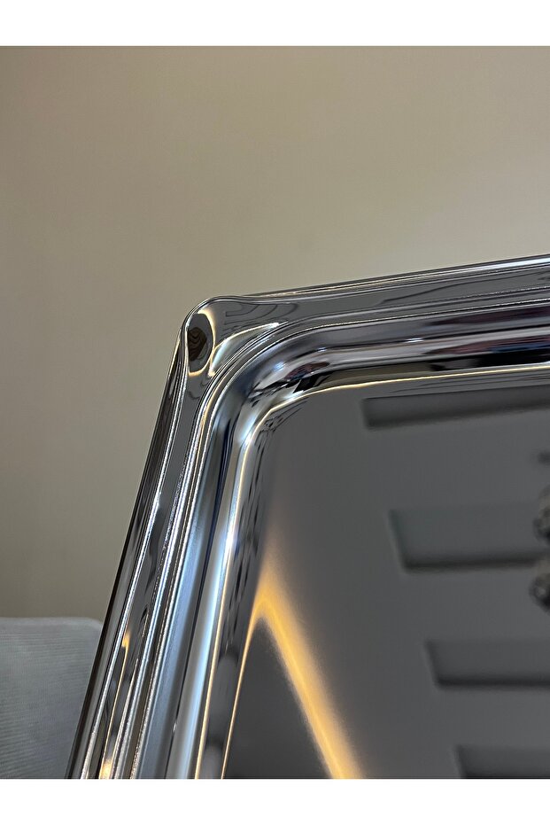 صواني تقديم مفرد 3 مقاسات فضي كروم - 2