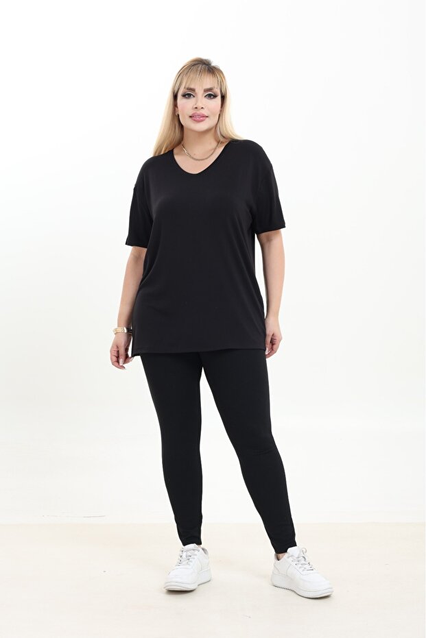 Kadın Viskon V Yaka Basic Bluz - 3