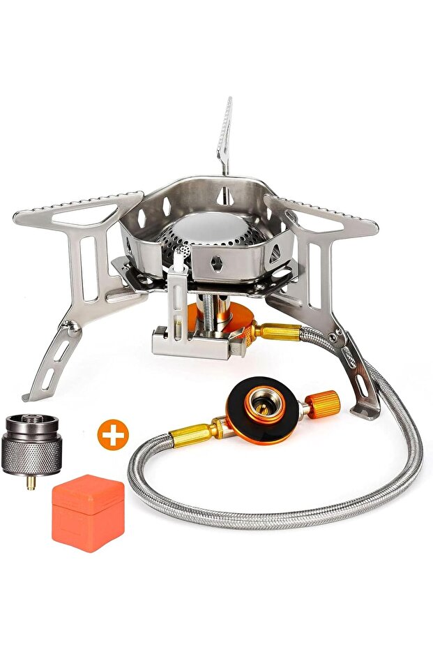 Portable Backpacking Stove with Piezo Ignition and Propane Adapter