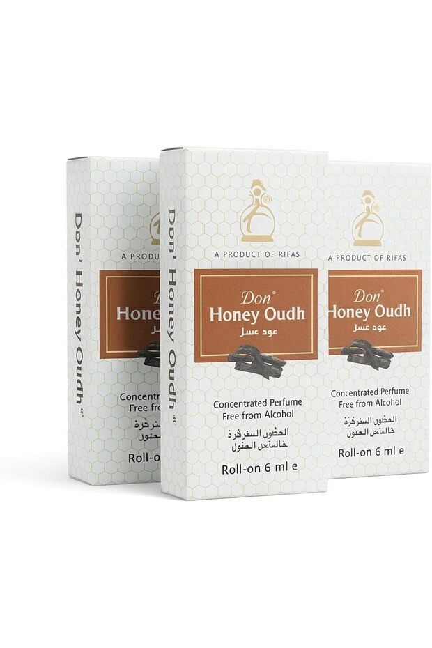 عطر عسل عود مركز، خالي من الكحول، 6 مل (عبوة من 3 قطع)