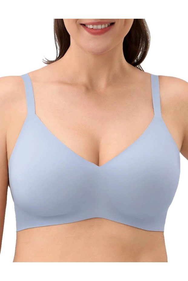 Elastic body compression bra, without underwire, blue L