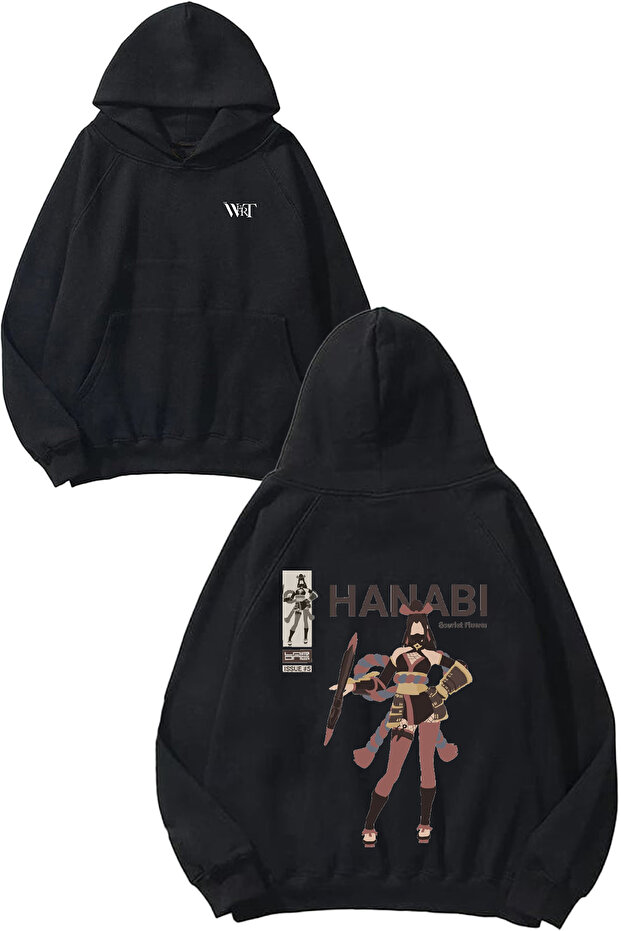 Hanabi Mlbb Design Back Printed Black Hooded Sweatshirt