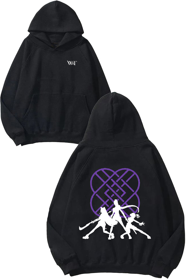 Athletic Girls Design Back Printed Black Hooded Sweatshirt