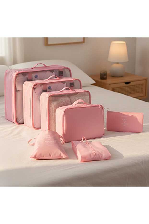 7PCS Travel Organizer Cube Set, Foldable Design with Snap Closure, Multi-Purpose Storage