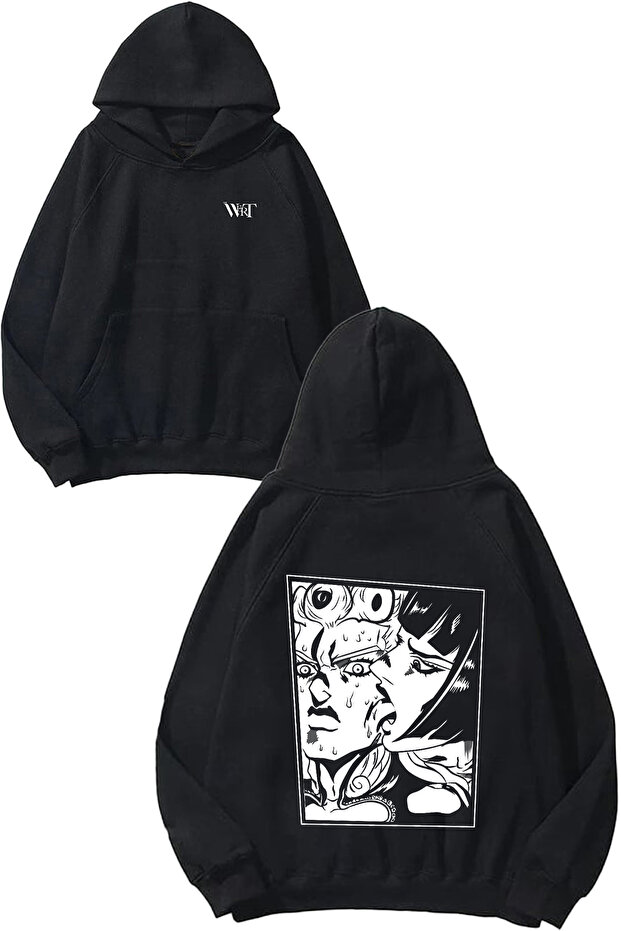 Giorno Giovana Anime Design Back Printed Black Hooded Sweatshirt