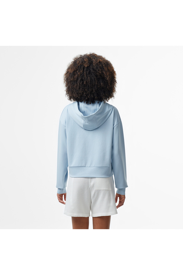 Kadın Relaxed Fit Kapüşonlu Baskılı Açık Mavi Sweatshirt - 2
