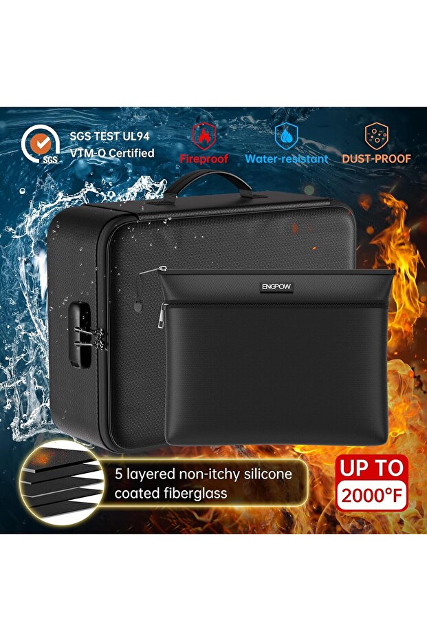Fireproof File Organizer Bag with Lock – Multi-layer Safe for Documents, Passport, Certific - 3
